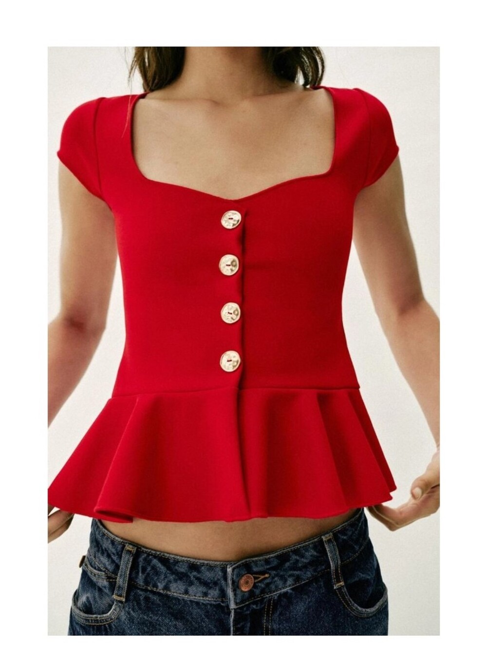 Zara Bright Red Sleeveless Top